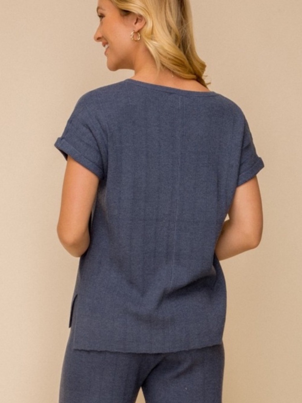 NWT Hem & Thread Textured Sweater Short Sleeve Top - Picture 3 of 8